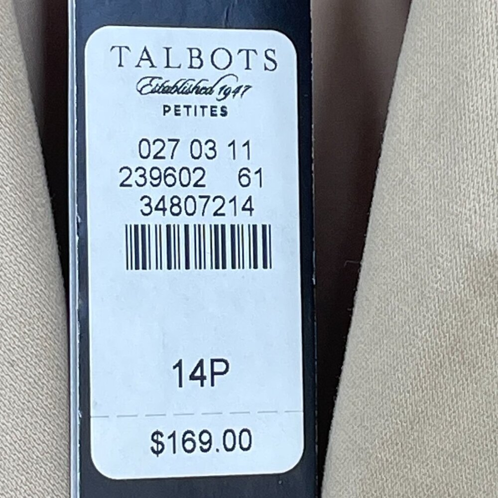 NWT Talbots Kate Fit Cotton Tencel Blazer 14P Khaki Stretch - Picture 11 of 14